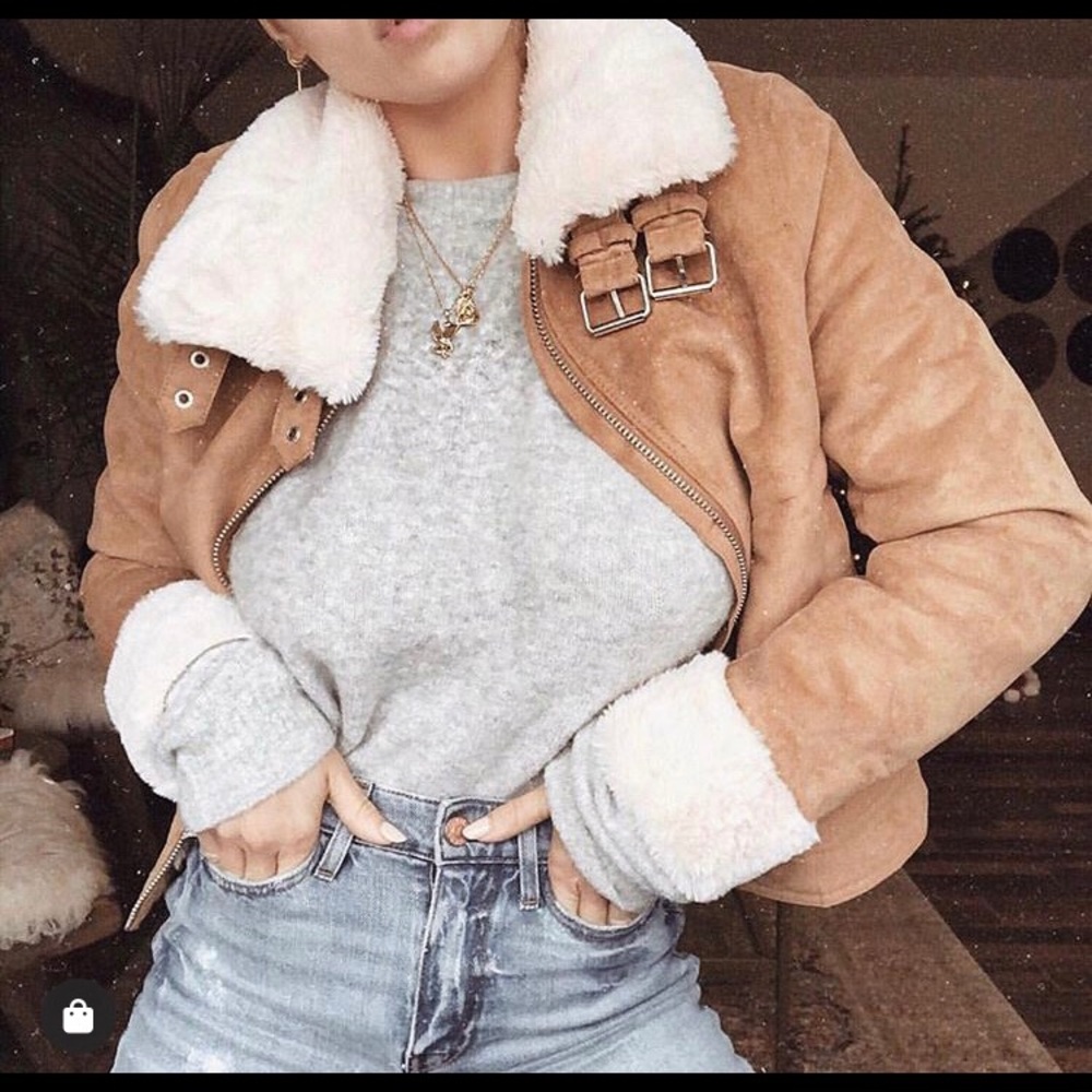 Faux fur Sherpa shearling Moto jacket